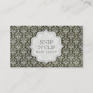 Carte De Rendez-vous Mode antique grunge foncée de coiffeur de damassé