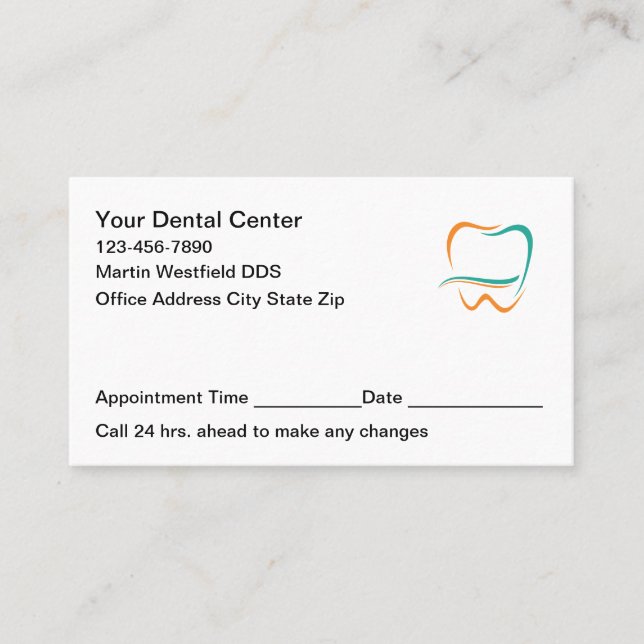 Carte De Rendez-vous Modern Dentist Office Appointment Cards New (Devant)