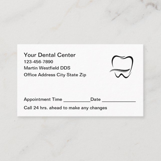 Carte De Rendez-vous Modern Dentist Office Appointment Cards New (Devant)