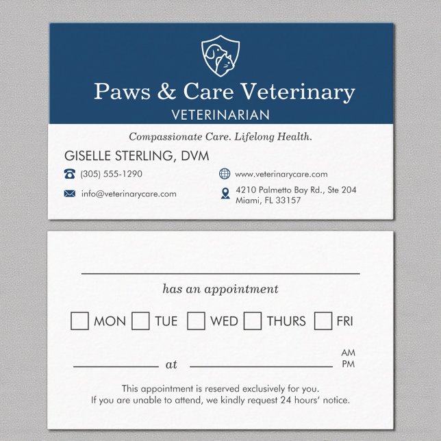 Carte De Rendez-vous Modern Pet Appointment Reminder Veterinarian (Créateur téléchargé)