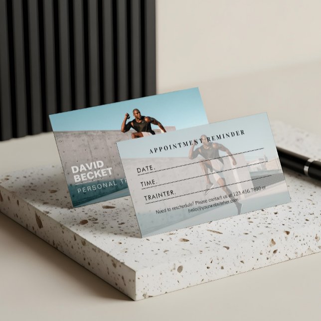 Carte De Rendez-vous Modern Trendy Photo Personal Trainer Fitness (Modern Trendy Photo Personal Trainer Fitness Appointment Card)