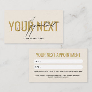Carte De Rendez-vous Moderne professionnel beige or votre prochain