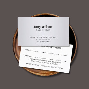 Carte De Rendez-vous Moderne Simple Faux Silver Hair Styliste Nominatio