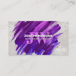 Carte De Rendez-vous Monogramme Peinture violette brossée