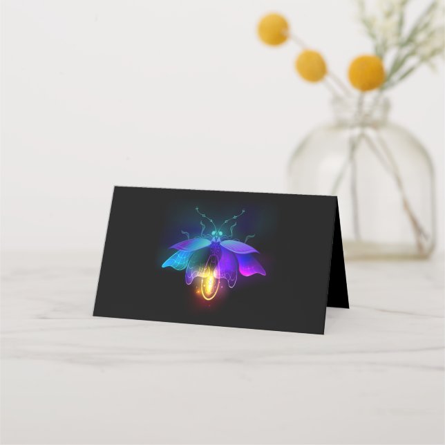 Carte De Rendez-vous Neon Firefly sur noir (Devant)