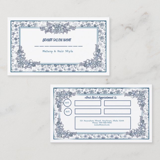 Carte de rendez-vous Noël argent blanc (Devant / Derrière)