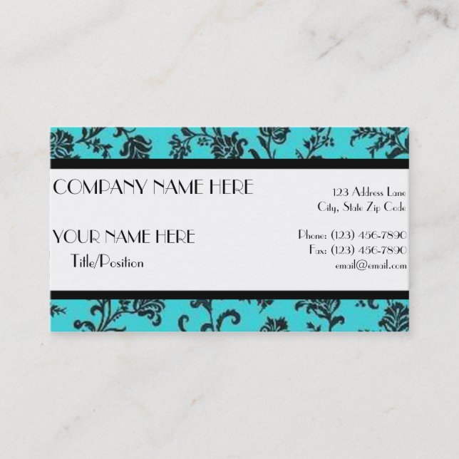 Carte De Rendez-vous Noir et turquoise (Devant)