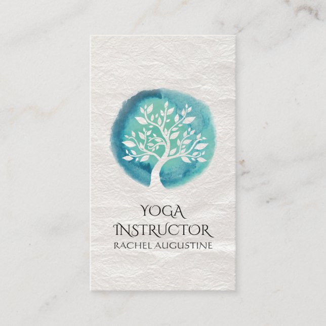 Carte De Rendez-vous Nomination d'un instructeur de YOGA Arbre d'aquare (Devant)