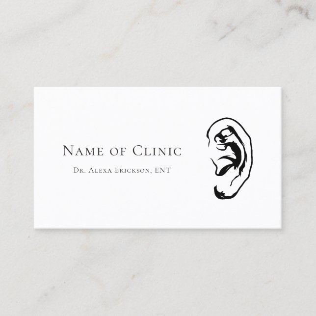 Carte De Rendez-vous Nomination d'un Otolaryngologue de l'Oreille simpl (Devant)