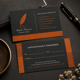 Carte De Rendez-vous Notaire public Orange Charbon Élégant