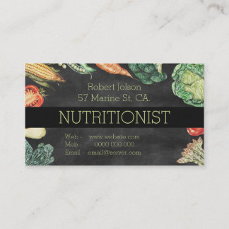 Carte De Rendez-vous Nutritionniste Blackboard & Légumes Professionnel