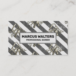 Carte De Rendez-vous Outils en barber vintage   Rayures