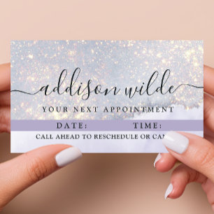 Carte De Rendez-vous Paillettes violettes holographiques Luxe Glam irid