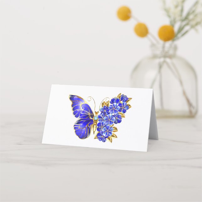 Carte De Rendez-vous Papillon Saphir Fleur (Devant)