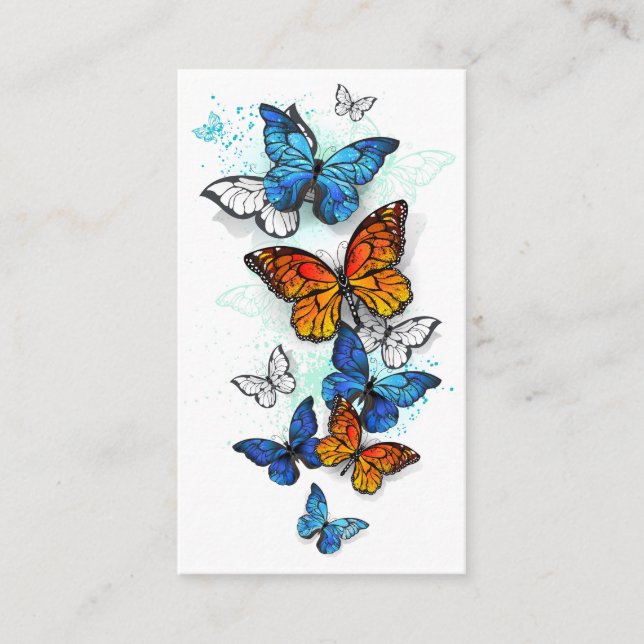 Carte De Rendez-vous Papillons volants Morpho et Monarch (Devant)