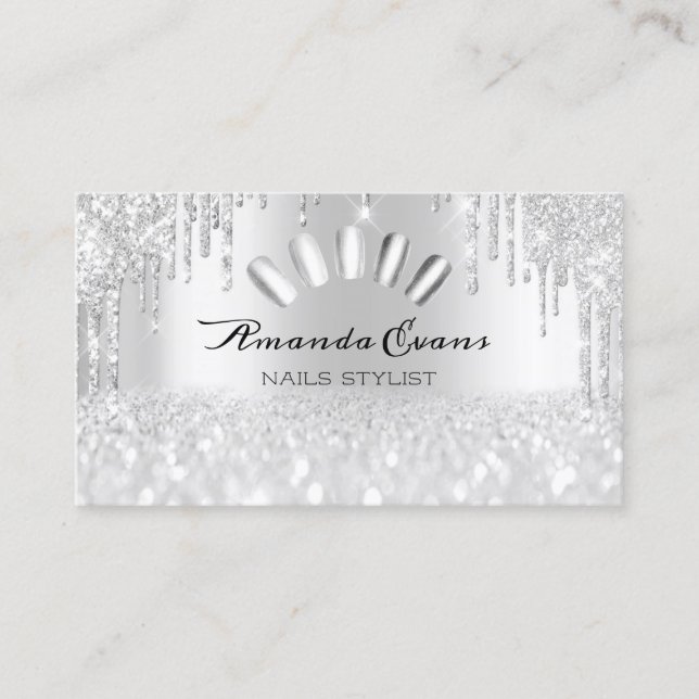 Carte De Rendez-vous Parties scintillant d'étincelle Clous gris argenté (Devant)