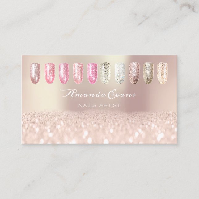 Carte De Rendez-vous Parties scintillant d'étincelle Rose Gold Nails Ar (Devant)