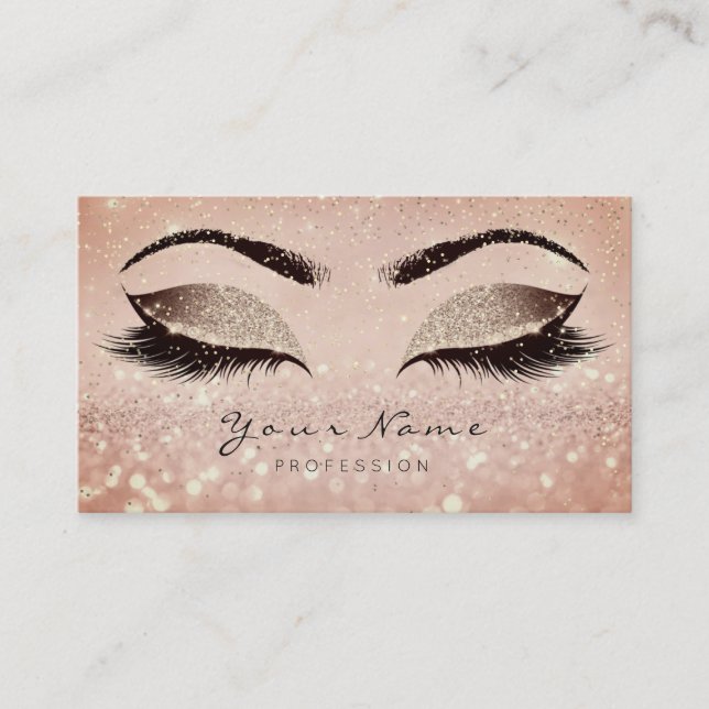 Carte De Rendez-vous Parties scintillant d'extension Gold Lashes Rose (Devant)