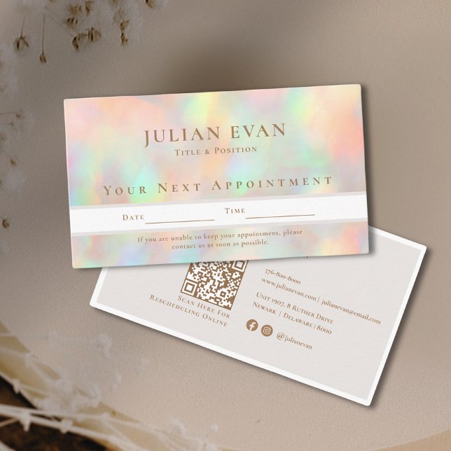Carte De Rendez-vous Parties scintillant Holographique maquillage beaut (Glitter Holographic Beautician Makeup Appointment Card)