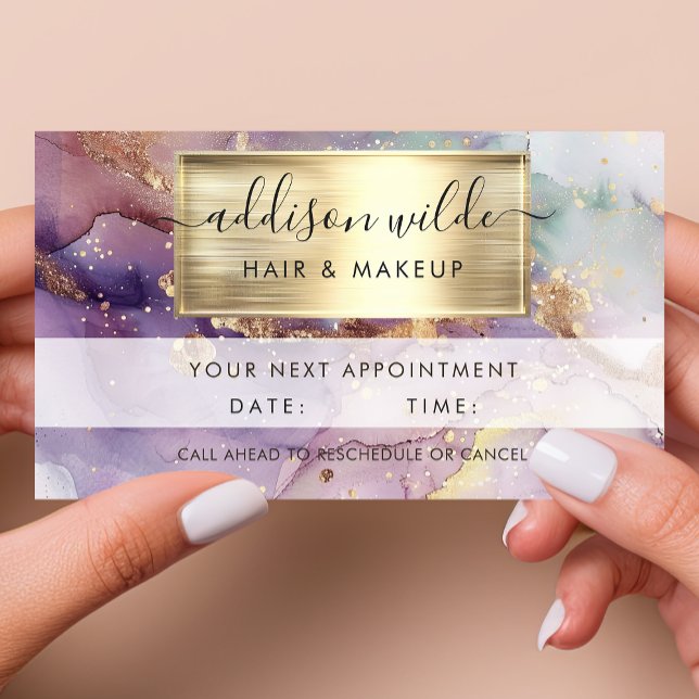Carte De Rendez-vous Parties scintillant Lilac Aquarelle Faux Gold Foil (Créateur téléchargé)