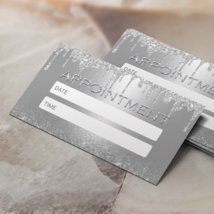 Carte De Rendez-vous Parties scintillant moderne Silver Drips Salon Spa