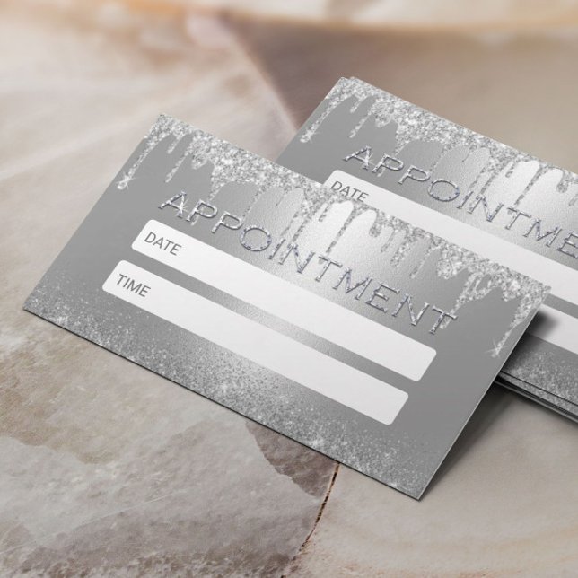 Carte De Rendez-vous Parties scintillant moderne Silver Drips Salon Spa (Créateur téléchargé)