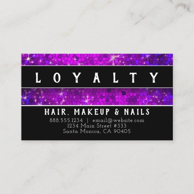Carte De Rendez-vous Parties scintillant pourpre Maquillage cheveux Art (Devant)