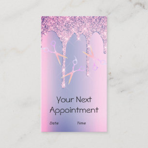 Carte De Rendez-vous Parties scintillant violet gouttes cheveux ciseaux