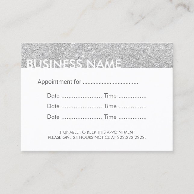 Carte De Rendez-vous Parties scintillantes argentées modernes de rappel (Devant)