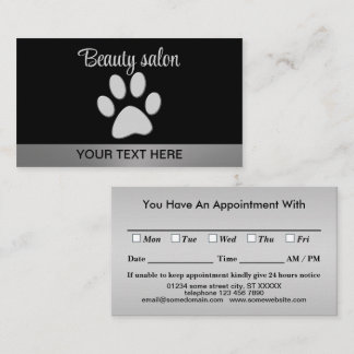 Carte De Rendez-vous Paw Chien Argent sur arrière - plan noir