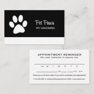 Carte De Rendez-vous Paw chien blanc sur le service de toilettage pour 