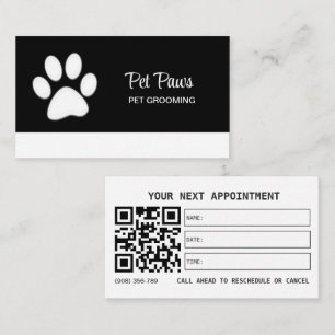 Carte De Rendez-vous Paw chien blanc sur le service de toilettage pour