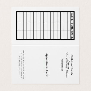 Carte de rendez-vous pédiatrique