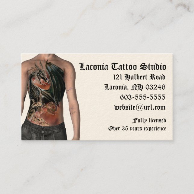 Carte de rendez-vous personnalisée KRW Tattoo Stud (Devant)