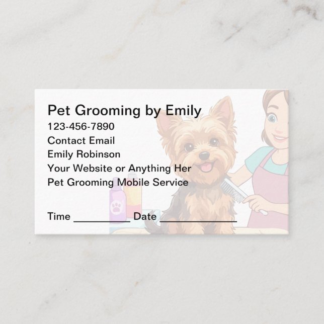 Carte De Rendez-vous Pet Grooming Appointment Cards Design Template (Devant)