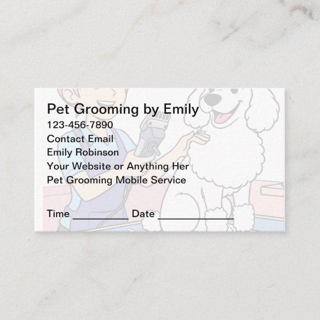 Carte De Rendez-vous Pet Grooming Appointment Cards Design Template (Devant)