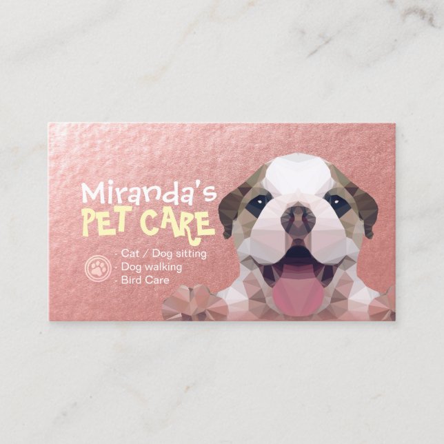 Carte De Rendez-vous Petit Pog Chien Soins pour animaux de compagnie Gr (Devant)