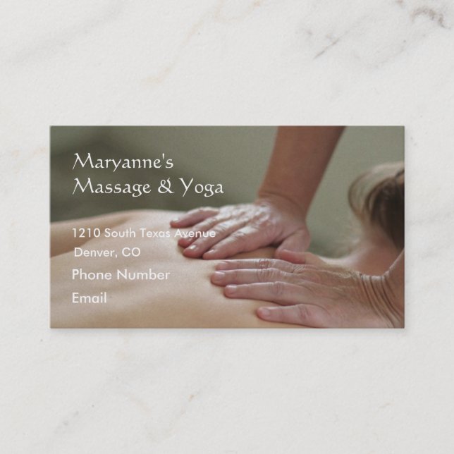 Carte De Rendez-vous Photo de massage suédois - arrière (Devant)