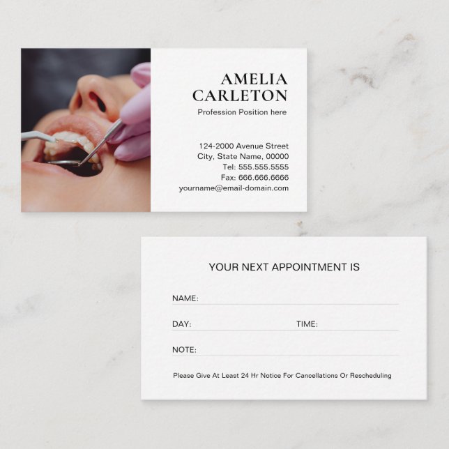 Carte de rendez-vous photo professionnelle pour de (Devant / Derrière)