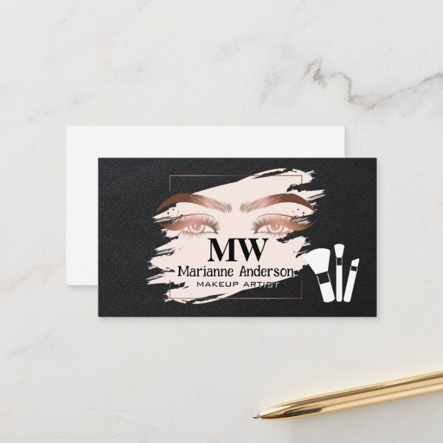 Carte De Rendez-vous Pinceaux de Maquillage | Yeux (Devant/Arrière en situation)