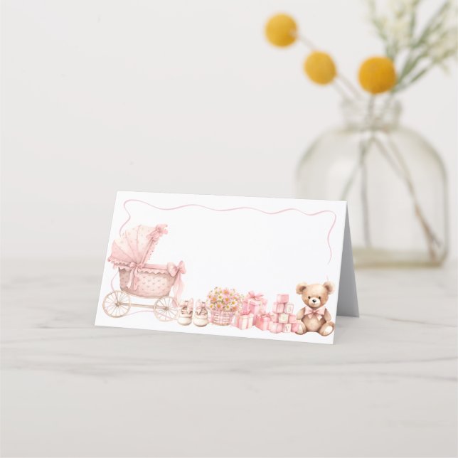 Carte De Rendez-vous Pink Bow Carriage Baby Shower Appointment Card (Devant)