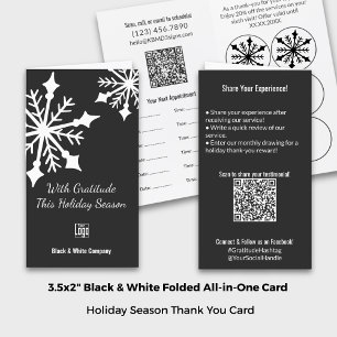 Carte De Rendez-vous Plier Black White Holiday MerciVous évaluez Loyaut
