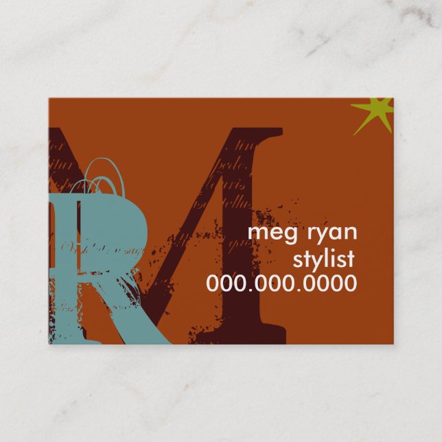 Carte De Rendez-vous Potelé orange d'initiales (Devant)