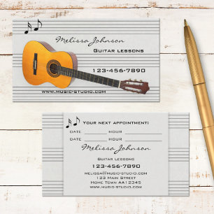 Carte de rendez-vous pour cours de guitare avec pr