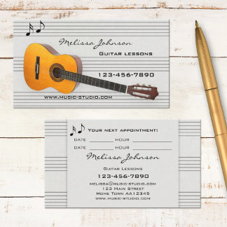 Carte de rendez-vous pour cours de guitare avec pr