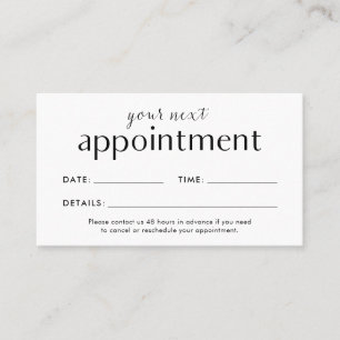 Carte de rendez-vous pour la liste des cheveux, on