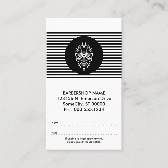 carte de rendez-vous pour le crâne à sucre barbers (Devant)