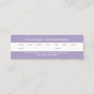 Carte de rendez-vous pour mini-coiffure violet