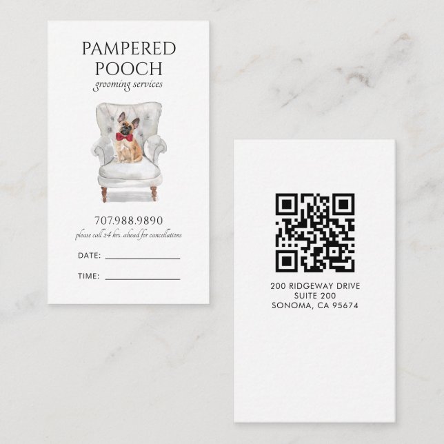 Carte de rendez-vous pour Toiletteur de Spa Canin  (Devant / Derrière)