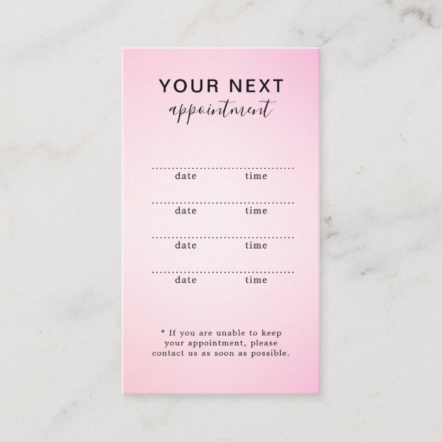 Carte de Rendez-vous pour une Beauté Rose Élégante (Devant)